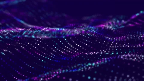 Futuristic wave with many dots. Abstract motion background of colored dots. Stock-Footage 156541646