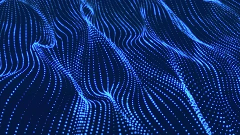 Futuristic wave with many dots. Abstract motion background of colored dots. Stock Footage 157264262