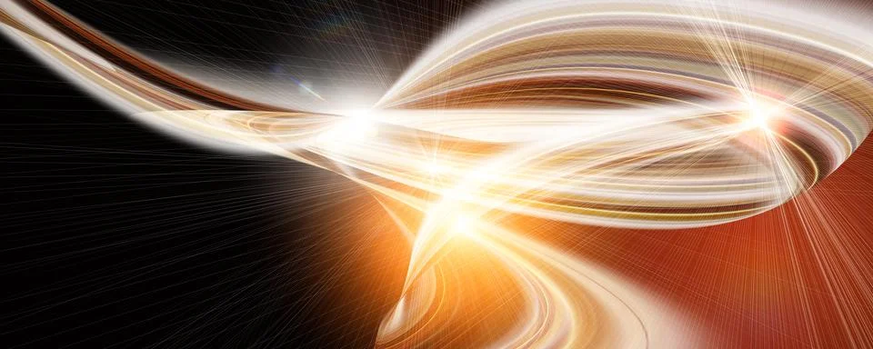 Futuristic wave panorama background design with lights Stock Illustration
