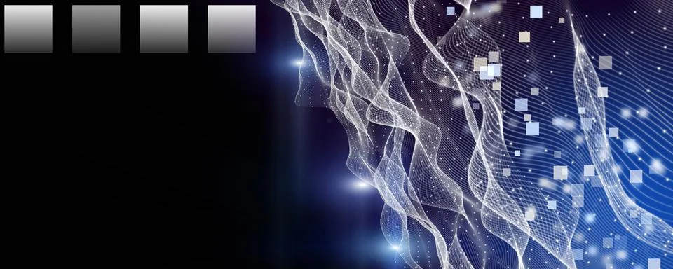Futuristic wave panorama background design with lights Stock Illustration