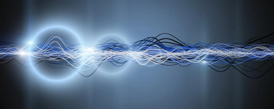 Futuristic wave panorama background design with lights Stock Illustration