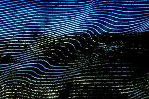 A futuristic wave-like texture in dark blue and black, enhanced with striped Stock Photos