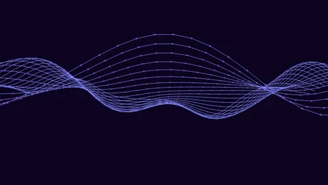 Futuristic waves pattern from lines and dots on black gradient Stock Footage 233264100