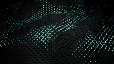 Futuristic wavy field background with a flow of black hexagon shapes Stock Footage 285705440