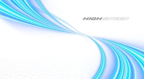Futuristic wavy lines. High speed light. Blue curved lines. Science technol.. Illustrazione stock