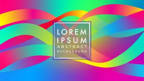 Futuristic wavy ribbon vector illustration. Vivid rainbow color gradient me.. Stock Illustration