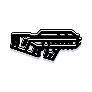Futuristic weapon design creating sci fi blaster illustration Stock Illustration
