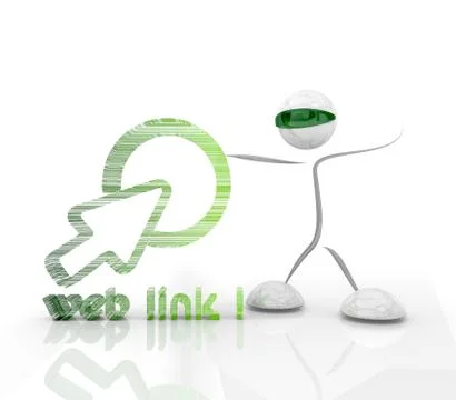 Futuristic weblink 3d icon with 3d character Stock Illustration