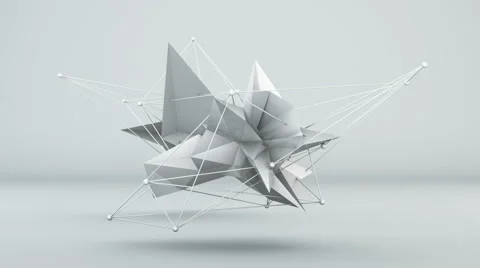 Futuristic white 3D shape in studio. Loop 4k UHD (3840x2160) Stock Footage 61811888