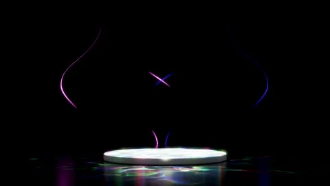 Futuristic white circular display podium with vibrant, soft light reflectio.. Stock Footage 316862109