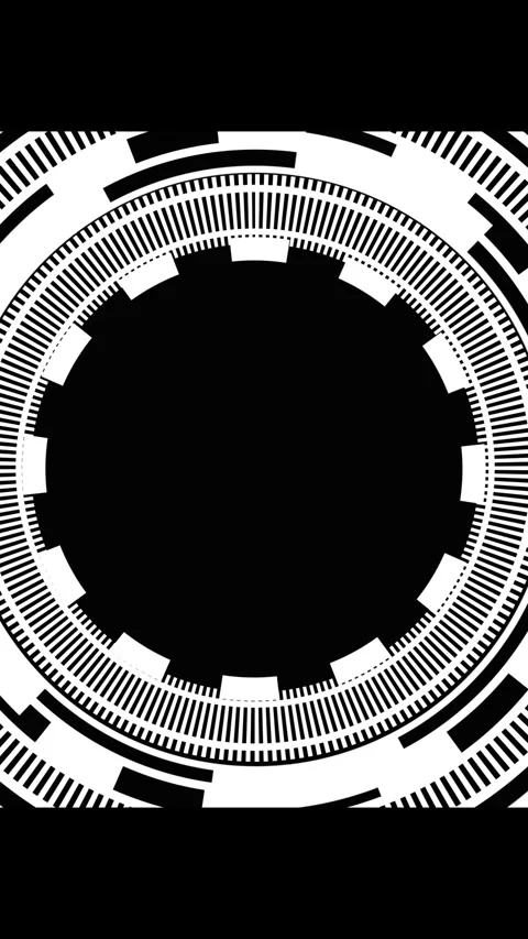 Futuristic white circular HUD element on black background. White circular H.. Stock Footage 344843128