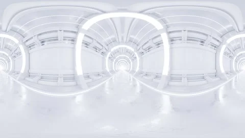 Futuristic White Corridor with Bright Lighting 360 vr looping animation Stock Footage 313166697