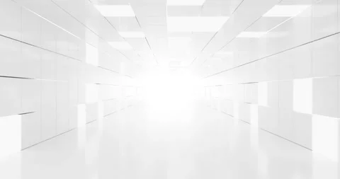 Futuristic white corridor with geometric panels and lights looping animation Stock Footage 328060002