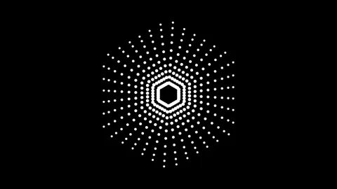 Futuristic white dots forming a mesmerizing pulsating hexagonal pattern on .. Stock Footage 345547966