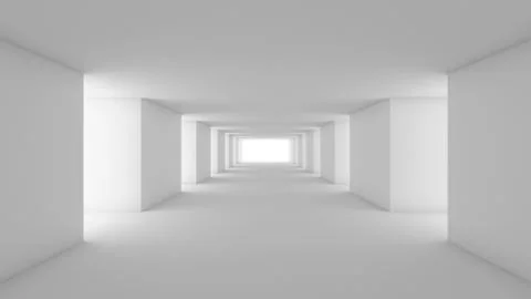 Futuristic white empty room, 3d render interior design, mock up illustration Stockillustratie