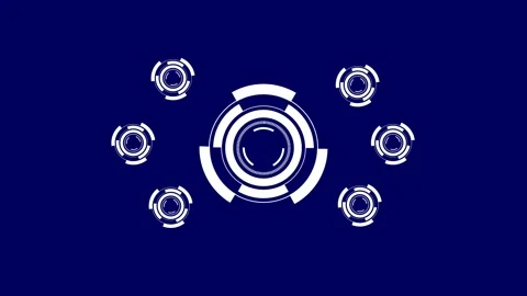 Futuristic white head up display hud circle elements rotating on dark blue .. Stock Footage 332722646