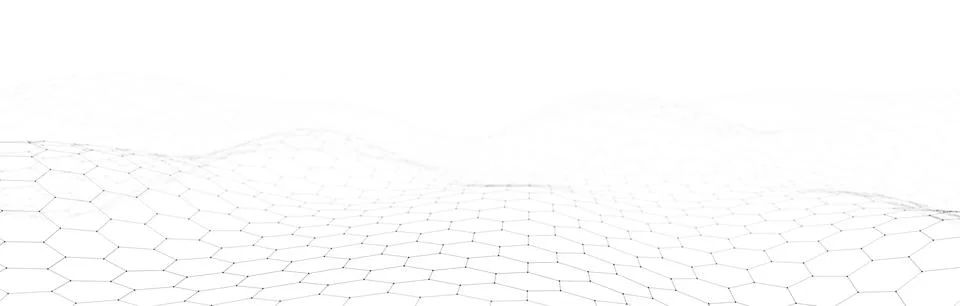 Futuristic white hexagon dynamic wave. Futuristic honeycomb concept. Digita.. Illustrazione stock
