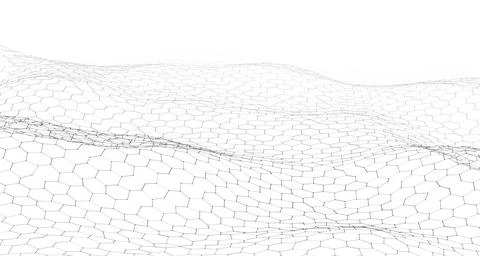 Futuristic white hexagon dynamic wave. Futuristic honeycomb concept. Digita.. イラスト素材