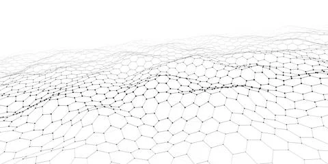 Futuristic white hexagon dynamic wave. Futuristic honeycomb concept. Digita.. イラスト素材