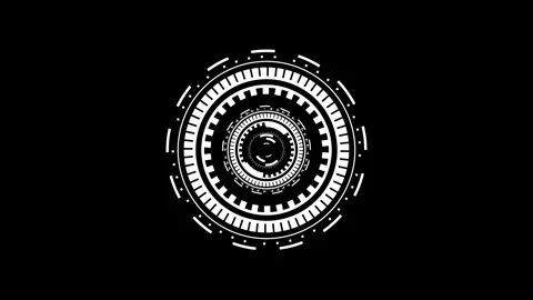 Futuristic White HUD Circular Interface Element on Black Background. Stock Footage 324778018