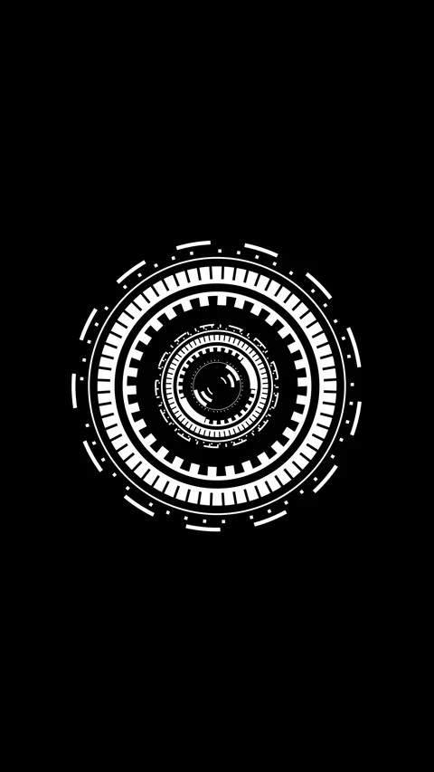 Futuristic White HUD Circular Interface Element on Black Background. Stock Footage 324778026