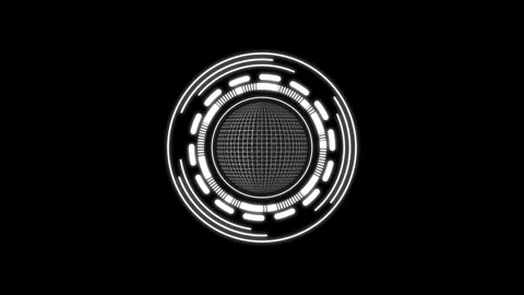 Futuristic white HUD globe interface on black background. HUD globe heads u.. Stock Footage 337369167