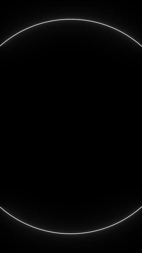 Futuristic white neon circle frame animation on vertical black background Stock Footage 339878211