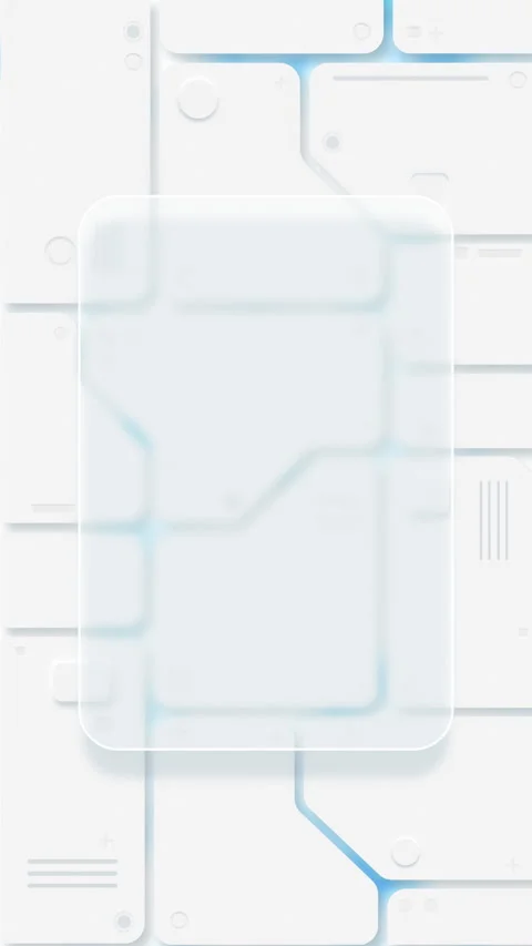 Futuristic white sci-fi control panel with rectangle glass framed background Vidéo 332541556