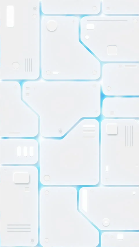 Futuristic White Tech Panels with Blue Liquid Flow and Pulsing Lights Background Vidéo 332610920