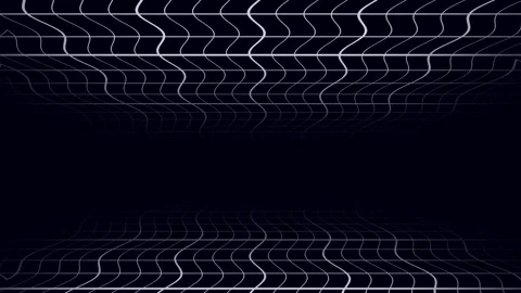 Futuristic white wave grid with dual symmetrical panels on black Видео 335312928