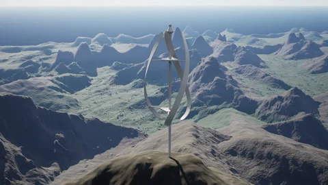 Futuristic windmill prototype simulation, concept of research and development Stock Footage 322710735