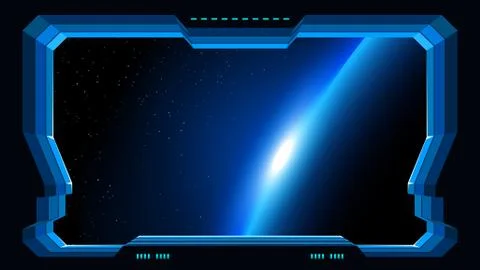 Futuristic window planet view Stock Illustration