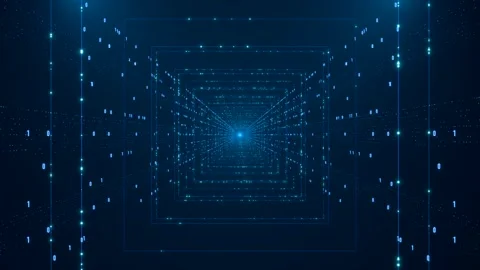 Futuristic wire frame with binary data streams. Stock Footage 300038172