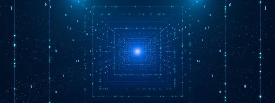  Futuristic wire frame with binary data streams. Futuristic wire frame wit... Foto stock