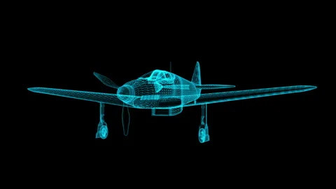 Futuristic Wireframe Aircraft Design - A Blue Aerial Wire Sculpture 库存影片 334582636