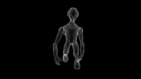 Futuristic Wireframe Alien Silhouette on Dark Background Digital Art Vidéo 339057795