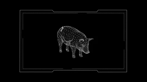 Futuristic Wireframe Animal Visualization in Geometric 3D Artwork 動画素材 343591001