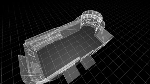 Futuristic Wireframe Architecture in Grid Background for Digital Design Exp.. Stock Footage 344729204