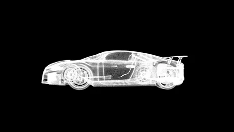 Futuristic Wireframe Car Design with Sleek Details on a Minimalist Black Ba.. Stock Footage 341778644