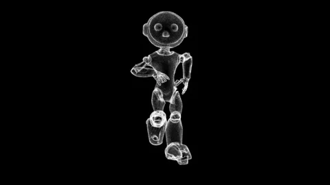 Futuristic Wireframe Dancing Robot with Dynamic Motion and Dark Background Stock Footage 339058710