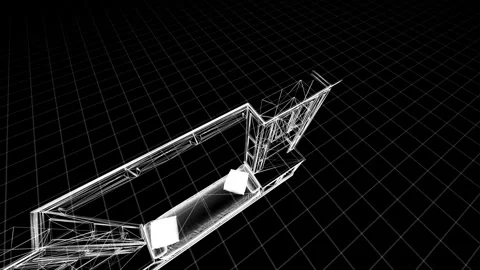 Futuristic Wireframe Design of Home Entertainment Center in Grid Paper Back.. 库存影片 334588116