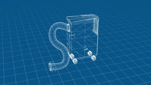 Futuristic Wireframe Design of Innovative Device in Digital Space Stock Illustration