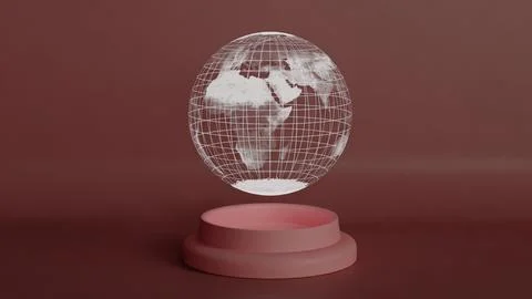 Futuristic Wireframe Globe on Elegant Minimalist Pedestal in Modern Design Stock Illustration