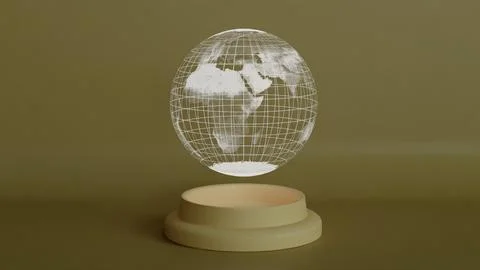 Futuristic Wireframe Globe on Elegant Minimalist Pedestal in Modern Design Illustrazione stock