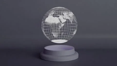 Futuristic Wireframe Globe on Elegant Minimalist Pedestal in Modern Design Stock Illustration