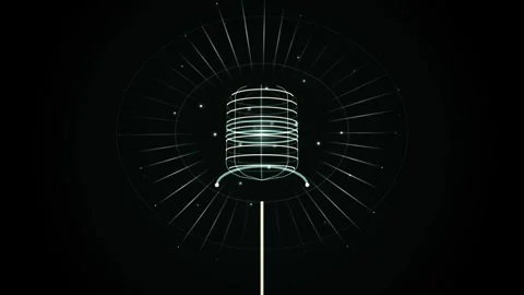 Futuristic Wireframe Microphone and Acoustic Sound Wave Loop Stock Footage 346333837