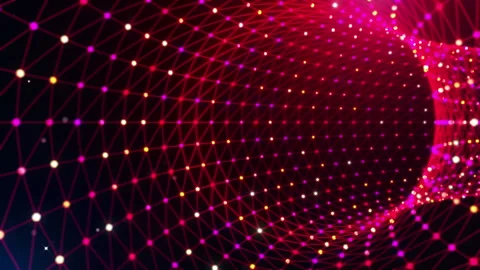 Futuristic Wireframe Network Wormhole Tunnel Seamless Loop Motion Background Stock Footage 338990776