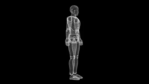 Futuristic Wireframe Robot Design on Dark Background Showcasing Digital Ele.. 库存影片 339115071