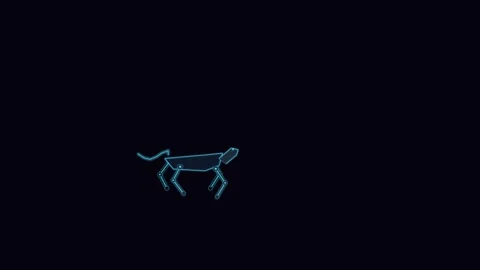Futuristic Wireframe Robotic Dog Running Animation With Neon Glitch Effects Stock Footage 340468203