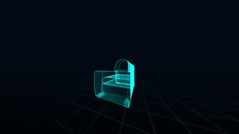 Futuristic Wireframe Sofa Design: A Symmetry of Technology and Virtual Space Stock Footage 344529184
